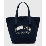 τσάντα tommy jeans χρώμα: ναυτικό μπλε, aw0aw15953 100% πολυεστέρας