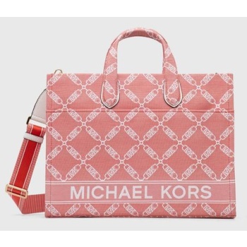 τσάντα michael michael kors χρώμα ροζ 53% βαμβάκι, 47%