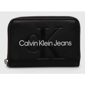 πορτοφόλι calvin klein jeans χρώμα μαύρο, k60k612255 100%