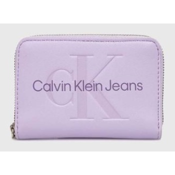 πορτοφόλι calvin klein jeans χρώμα μοβ, k60k612255 100%