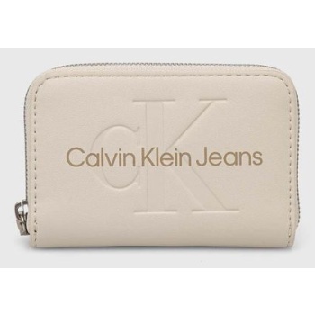 πορτοφόλι calvin klein jeans χρώμα μπεζ, k60k612255 100%