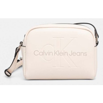 τσάντα calvin klein jeans χρώμα μαύρο, k60k612220 100%