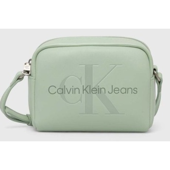 τσάντα calvin klein jeans χρώμα πράσινο, k60k612220 100%