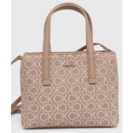 τσάντα calvin klein χρώμα: καφέ, k60k612277 75% ανακυκλωμένος πολυεστέρας, 25% poliuretan