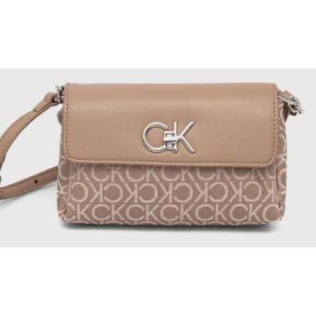 τσάντα calvin klein χρώμα καφέ, k60k612642 80%