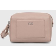 τσάντα calvin klein χρώμα: γκρι, k60k612274 80% poliuretan, 20% πολυεστέρας