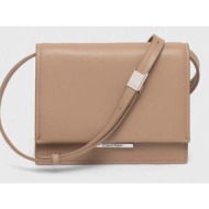 τσάντα calvin klein χρώμα: μπεζ, k60k612115 51% ανακυκλωμένος πολυεστέρας, 49% poliuretan