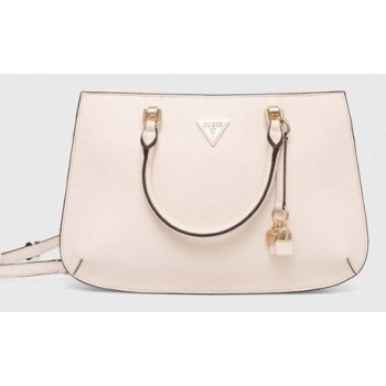 τσάντα guess ilia χρώμα μπεζ, hwvg85 69060 κύριο υλικό