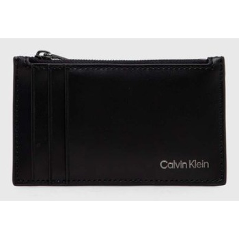 δερμάτινο πορτοφόλι calvin klein ανδρικό, χρώμα μαύρο