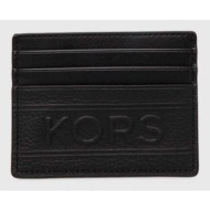 δερμάτινη θήκη για κάρτες michael kors χρώμα: μαύρο, 39t4lhdd2o 100% φυσικό δέρμα