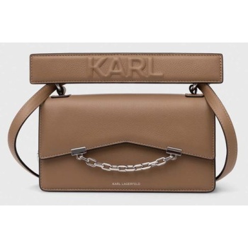 δερμάτινη τσάντα karl lagerfeld χρώμα καφέ, 245w3028 100%