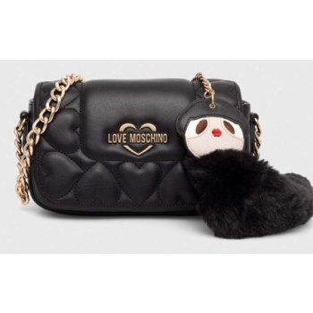 τσάντα love moschino χρώμα μαύρο, jc4082pp18lo0 100%