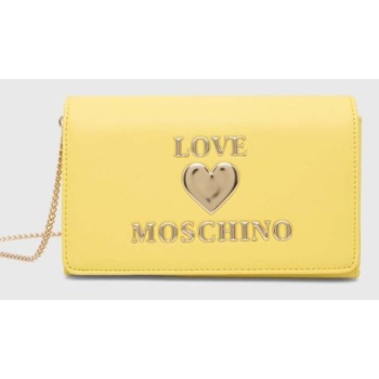 τσάντα love moschino χρώμα κίτρινο, jc4083pp1clf0 100% pu