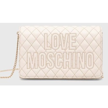 τσάντα love moschino χρώμα μπεζ, jc4316pp08kg1 100%