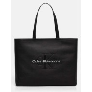 τσάντα calvin klein jeans χρώμα: μαύρο, k60k612222 100% poliuretan