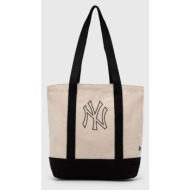 βαμβακερή τσάντα new era mlb micro new york yankees χρώμα: μπεζ, 60356996 100% βαμβάκι