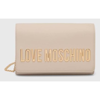 τσάντα love moschino χρώμα μπεζ, jc4103pp1lkd0000 100%