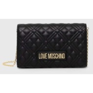 τσάντα love moschino χρώμα: μαύρο, jc4079pp1lla0000 100% pu - πολυουρεθάνη