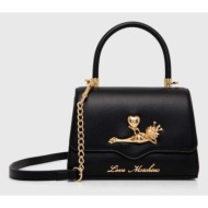 τσάντα love moschino χρώμα: μαύρο, jc4028pp1llb200a 100% pu - πολυουρεθάνη