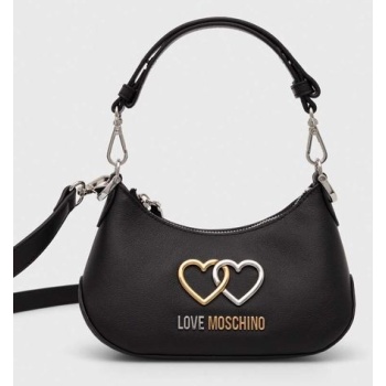 δερμάτινη τσάντα love moschino χρώμα μαύρο