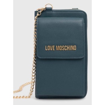 πορτοφόλι love moschino χρώμα τιρκουάζ, jc5701pp1lld0000