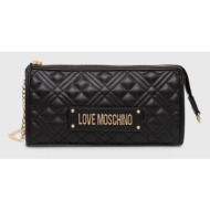 τσάντα love moschino χρώμα: μαύρο, jc4011pp1lla0000 100% pu - πολυουρεθάνη