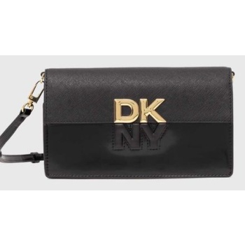 τσάντα dkny χρώμα μαύρο, r42fke32 κύριο υλικό 100% δέρμα