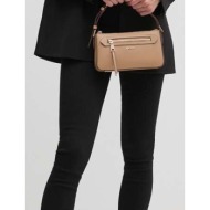 δερμάτινη τσάντα dkny χρώμα: μπεζ, r42hke18 100% δέρμα βοοειδών