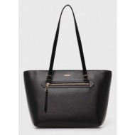 δερμάτινη τσάντα dkny χρώμα: μαύρο, r42a3e20 100% δέρμα βοοειδών