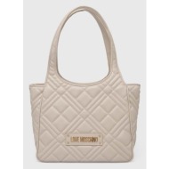 τσάντα love moschino χρώμα: μπεζ, jc4144pp1lla0000 100% poliuretan