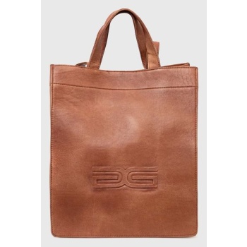 δερμάτινη τσάντα gestuz χρώμα καφέ, 10909298 κύριο υλικό