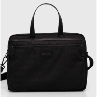 τσάντα φορητού υπολογιστή calvin klein χρώμα: μαύρο, k50k512395 100% ανακυκλωμένος πολυεστέρας