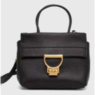 δερμάτινη τσάντα coccinelle arlettis χρώμα: μαύρο, e1 md5 18 02 01 100% φυσικό δέρμα