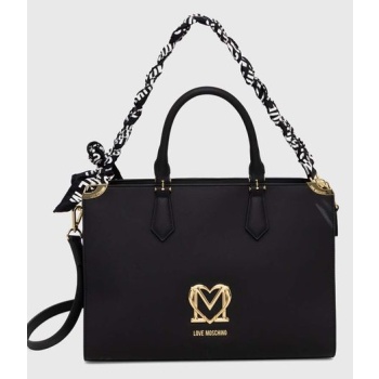 τσάντα love moschino χρώμα μαύρο 100% pu - πολυουρεθάνη