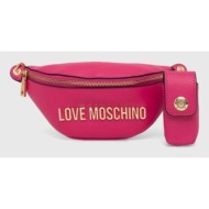 δερμάτινη τσάντα φάκελος love moschino χρώμα: ροζ, jc4329pp0gk1060a φυσικό δέρμα