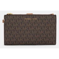πορτοφόλι michael michael kors χρώμα: καφέ 89% χλωριούχο πολυβινύλιο, 10% πολυεστέρας, 1% poliuretan