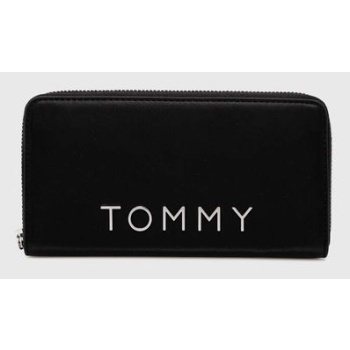 πορτοφόλι tommy jeans χρώμα μαύρο, aw0aw16389 100%