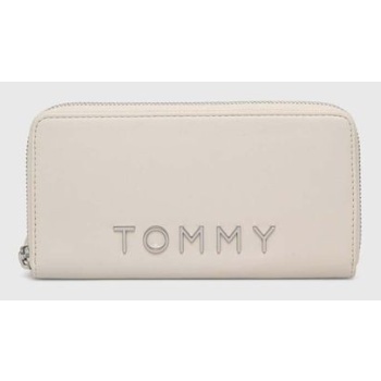 πορτοφόλι tommy jeans χρώμα μπεζ, aw0aw16389 100%