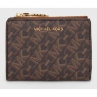 πορτοφόλι michael michael kors χρώμα: καφέ, 32s4g8ed7v συνθετικό ύφασμα