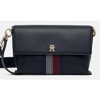 τσάντα tommy hilfiger χρώμα ναυτικό μπλε, aw0aw16795 100%