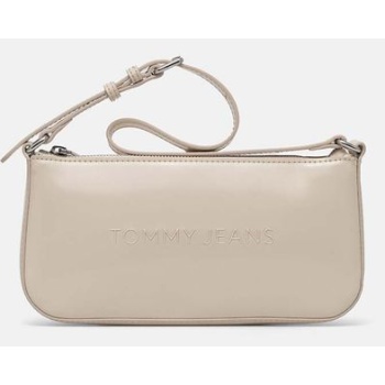 τσάντα tommy jeans χρώμα μπεζ, aw0aw16267 100% poliuretan