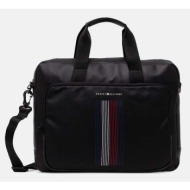 τσάντα tommy hilfiger χρώμα: μαύρο, am0am12465 100% poliuretan