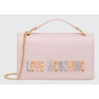 τσάντα love moschino χρώμα ροζ 100% poliuretan