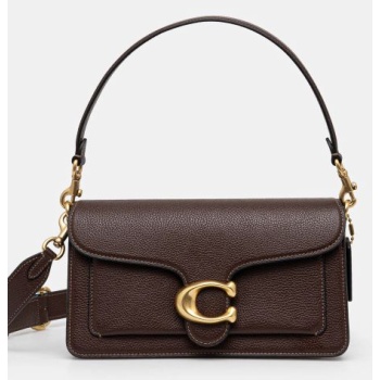 δερμάτινη τσάντα coach χρώμα καφέ 100% φυσικό δέρμα
