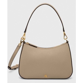 δερμάτινη τσάντα lauren ralph lauren χρώμα μπεζ, 431883768