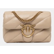 δερμάτινη τσάντα pinko χρώμα: μπεζ, 100039 a0f2 φυσικό δέρμα