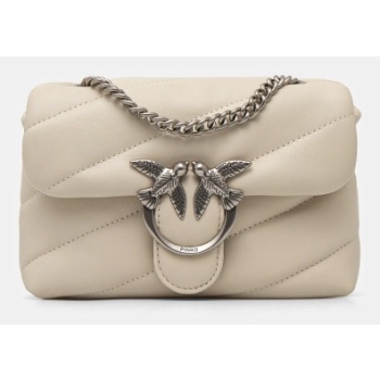 δερμάτινη τσάντα pinko χρώμα μπεζ, 100040 a0f2 φυσικό δέρμα