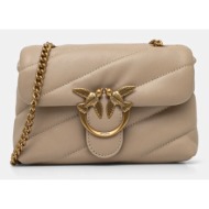 δερμάτινη τσάντα pinko χρώμα: μπεζ, 100040 a0f2 φυσικό δέρμα