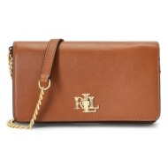 δερμάτινη τσάντα lauren ralph lauren χρώμα: καφέ 100% φυσικό δέρμα