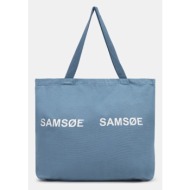 τσάντα samsoe samsoe frinka χρώμα: μπλε, f20300113 100% βαμβάκι